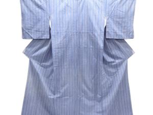 アンティーク　縞織り出し手織り紬着物